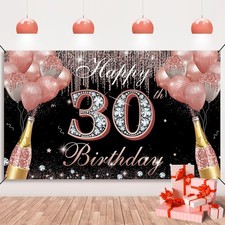 Happy 30th Birthday Decorations for Women Rose 6.1 ft x 3.6 ft, Gold