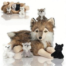 5 Pcs Wolf Stuffed Animal Plush Set 16 Inch Mommy Large Stuffed Wolf Plush wi...