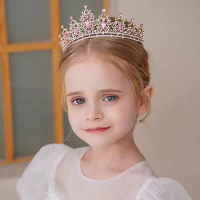 #ad Children#x27;s Princess Crown Crystal Tiara Girls Hair Accessories High end $7.97