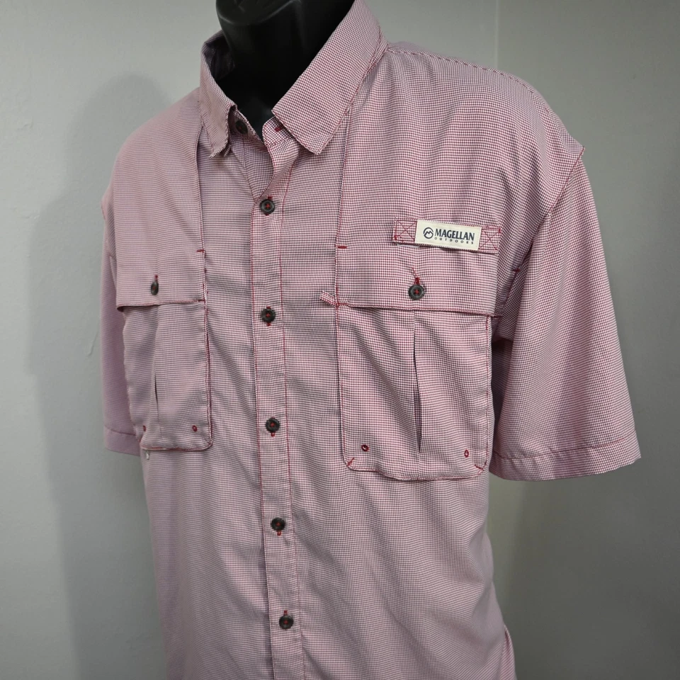 Magellan Vented Fishing Shirt Plaid Relaxed Fit Wicking Short Sleeve Mens XL - Image 2 of 4