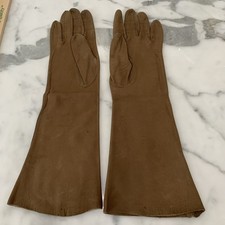 Vintage 13.5  Long Sz 6.5 Kid Leather Gloves Brown France