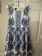 VTG Talbots Grecian Tile Print Dress Casual Career Travel Party Women’s 4P