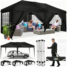 Faltpavillon 3x6/3x4,5/3x3 Wasserdicht Stabil UV-Schutz Partyzelt Popup Pavillon