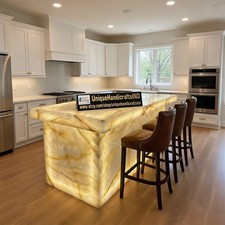 White Onyx Slab Coffee Table – Rectangular Luxury Natural Stone Cocktail Table