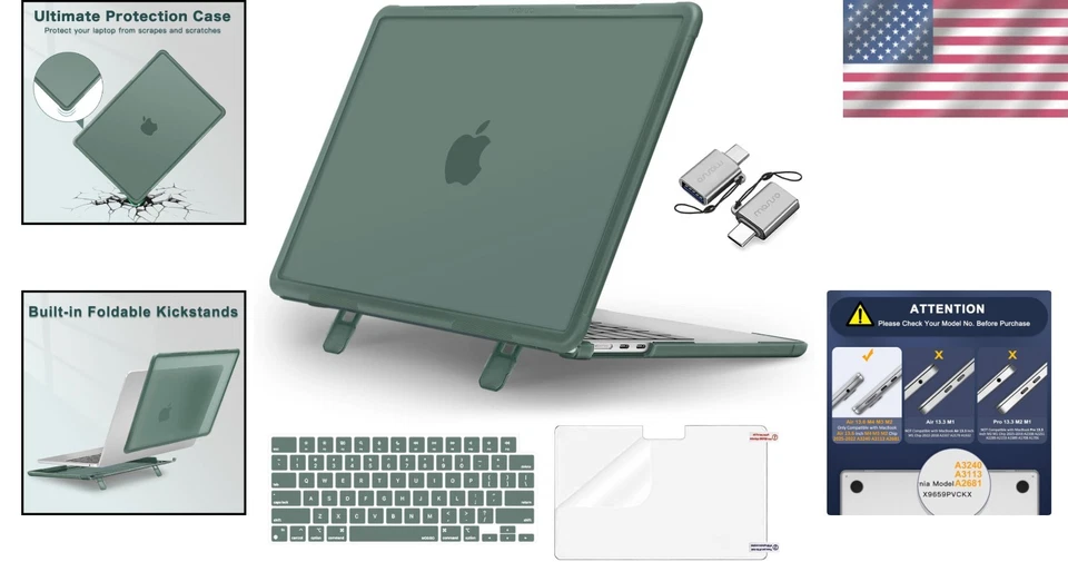 Shock-Absorbent MacBook Air 13 inch Case M4 M3 M2 + USB-C Adapters & Accessories - Image 2 of 4