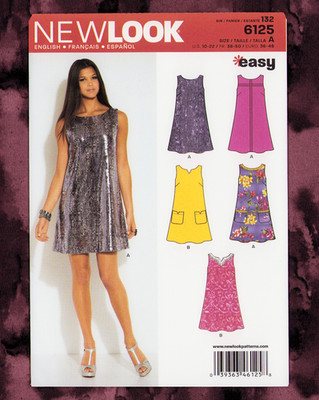 Easy A-Line Dress Sewing Pattern ~ Pocket Variations (Sizes 10-22) New Look 6125
