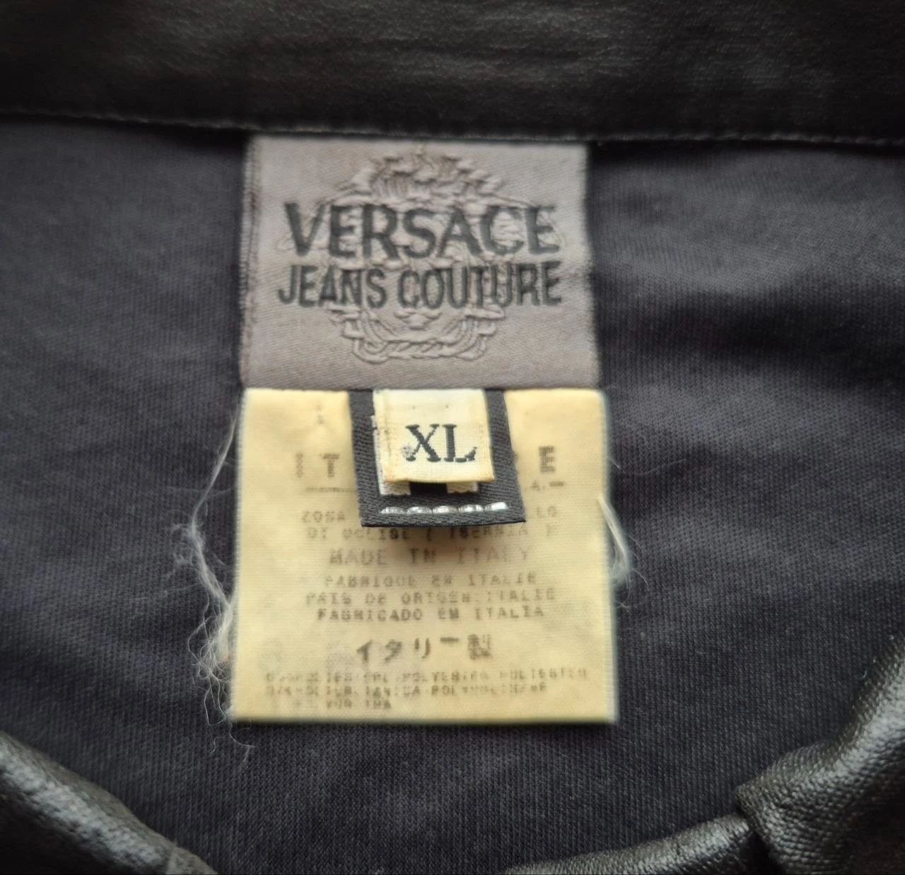 Vintage VERSACE JEANS COUTURE Black Polyurethane leather Shirt Jacket Medusa image 6