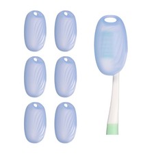 6 Pcs Silicone Toothbrush Covers Cap with Hanging Hole, Light Blue