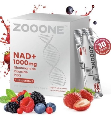 ZOOONE NR1000 NAD+ Drink Mix - Berry Flavor, Energy & Skin Support, 30 Pack