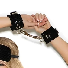 sexy ELEGANT MOMENTS vinyl VELOUR checkered CHECKER wrist HAND CUFFS restraints