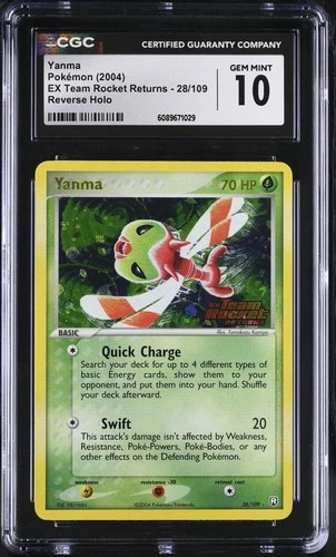 CGC 10 Yanma EX Team Rocket Returns 28/109 Reverse Holo Stamped Pokemon Card