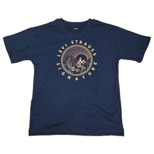 Boys Blue Levi Strauss Graphic Logo Short Sleeve T-Shirt Tee Medium 8