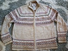 Tiara International Full Zip Cardigan Sweater Aztec Design Size M