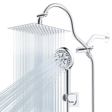 All Metal Shower Head, 8 In High Pressure Rainfall Shower Head, Handheld Shower