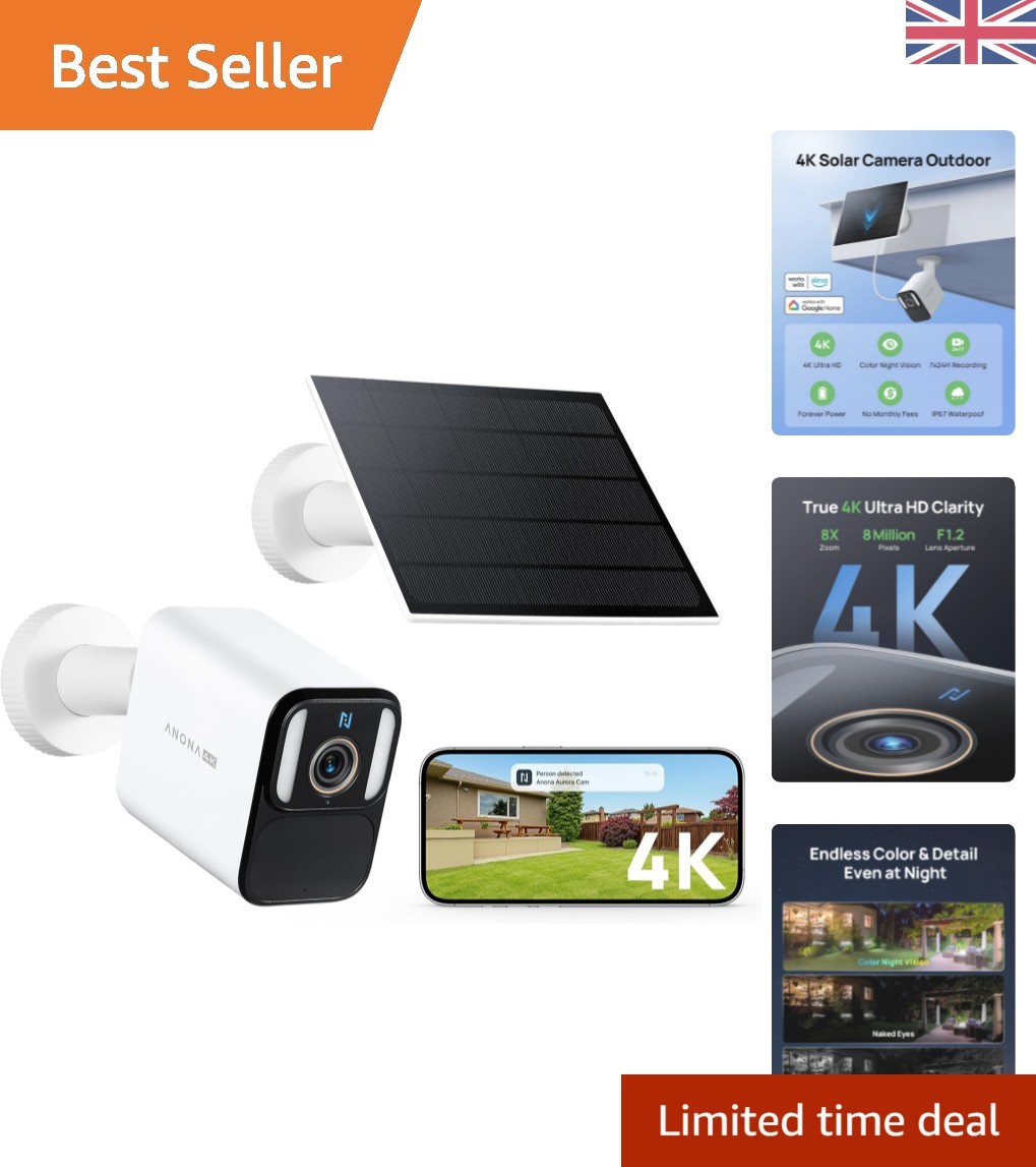 Solar-Powered Aurora 4K Security Camera with AI Detection - Outdoor Use