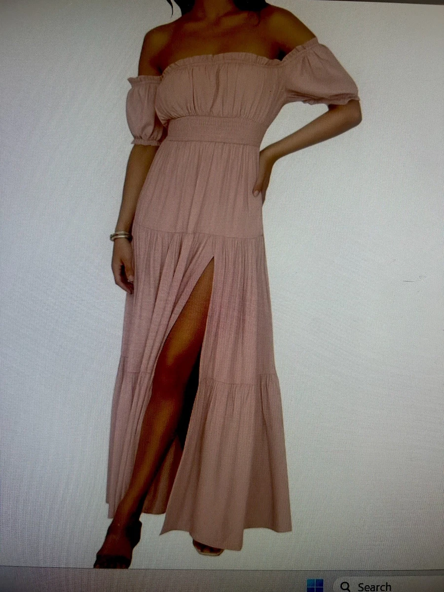 beige long sleeve dress maxi Long Sleeve Crewneck Maxi main image 0