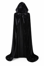 Long Hooded Cloak Velvet Cape Witch Costume Halloween Costumes for Women Men