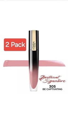 (2 Pack) NEW! L'Oreal Brilliant Signature Shiny Lip Stain #305 BE CAPTIVATING
