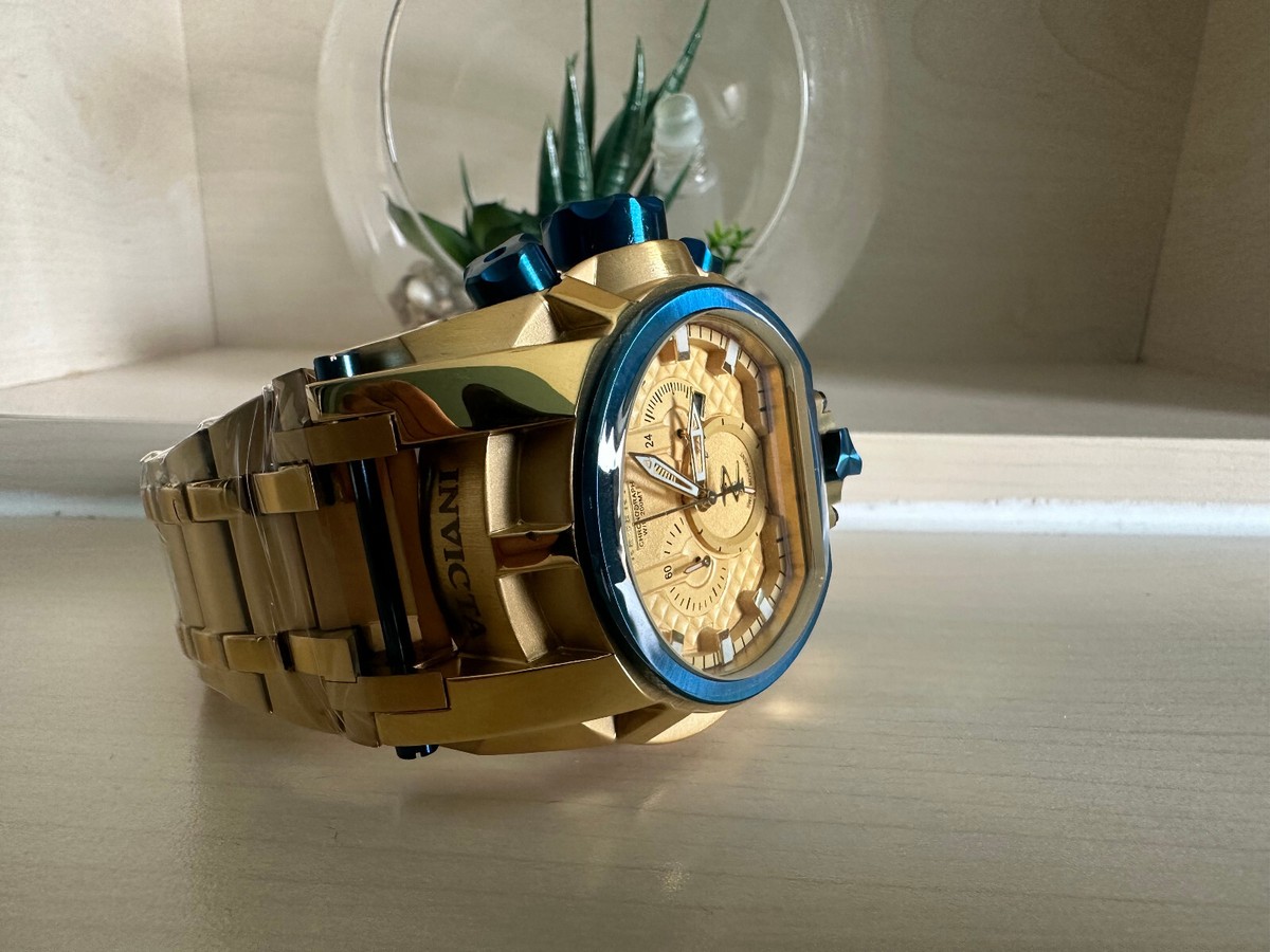 MEN'S INVICTA BOLT ZEUS MAGNUM BLUE MULTI DIAL GOLD S/STEEL