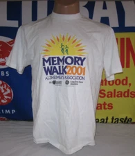 ALZHEIMERS ASSOCIATION Memory Walk 2001 vintage T Shirt Men's XL AWARENESS RUN