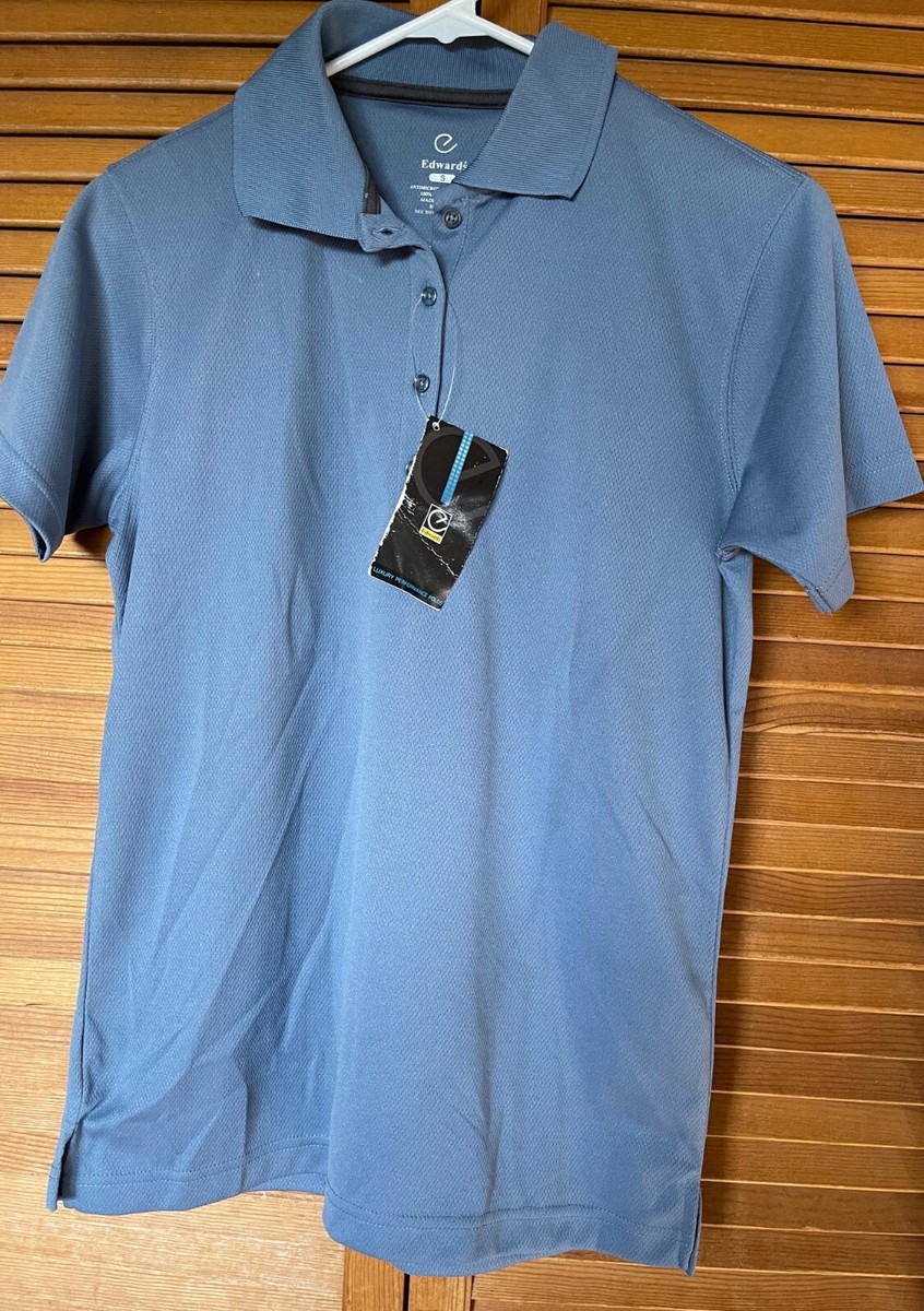 EDWARDS, MEN'S S STEEL BLUE SHORT SLEEVE WICKING POLO SHIRT, NEW WITH TAGS