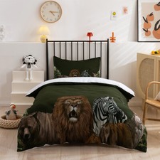 Set copripiumino trapuntato modello zebrato leone 3D lenzuola