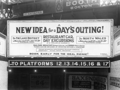 Lms Poster At Bolton Station, Greater Manchester, 1925 Train Old Photo