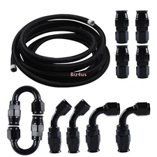 PTFE Fuel Line Kit 8AN - AN8 E85 Nylon Braided Fuel Hose 16FT & 10 Fittings