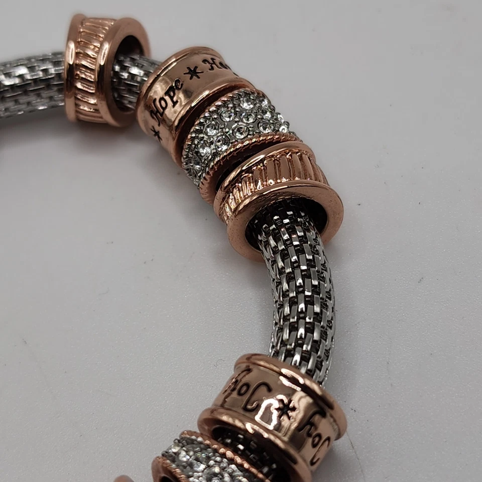 Bradford Exchange Natures Healing Touch Woven Copper Charm Bracelet Crystal Bead - Image 2 of 4