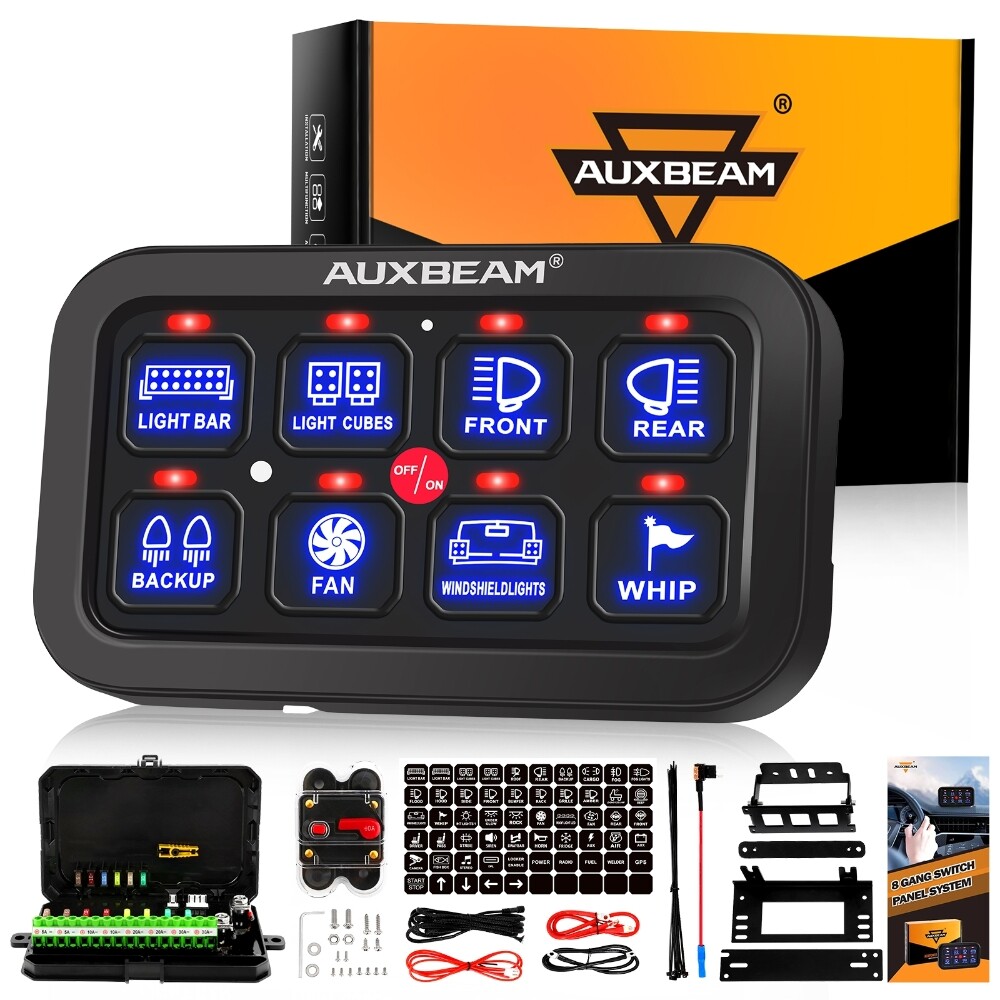 AUXBEAM Blue 8 Gang Switch Panel On-Off Control for 2024 Can-Am