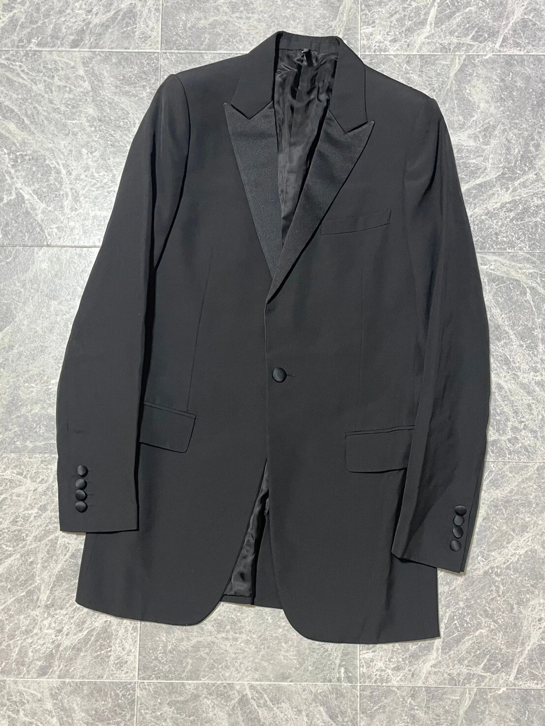 Giacca smoking DIOR HOMME by Hedi Slimane 2002AW lana riflettente 46 nero