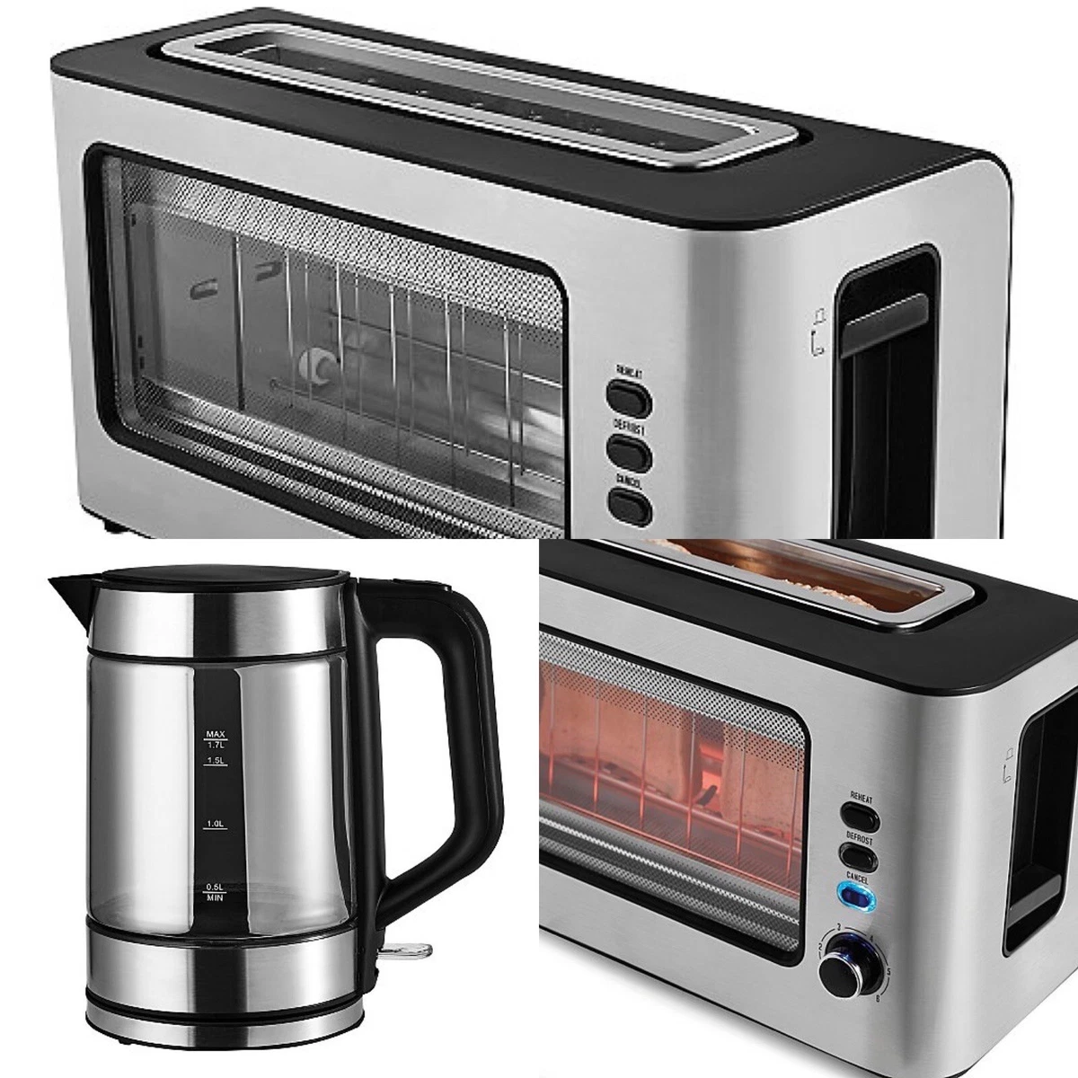 Glass top fronted toaster