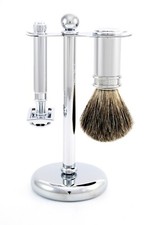 Edwin Jagger 3 Piece DE Shaving Set, Razor, Stand Brush
