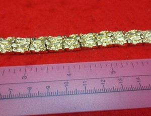 Authentic 14 KT GOLD PLATED 7 INCH NUGGET BRACELET ABOUT 1/2 INCH WIDE WT. 43 GMS N-100