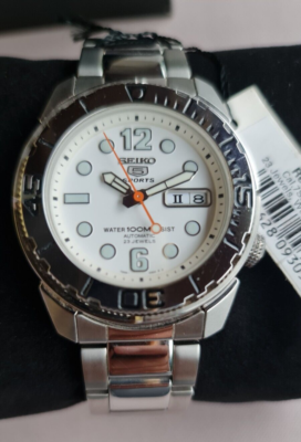 SEIKO 5 Sports SNZF03K1 Automatic Watch DayDate 7S36 Steel White