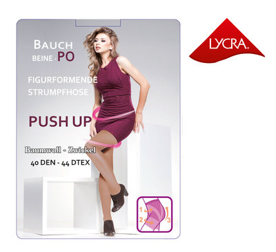 Push Up-Strumpfhose, 40 den, Übergrößen