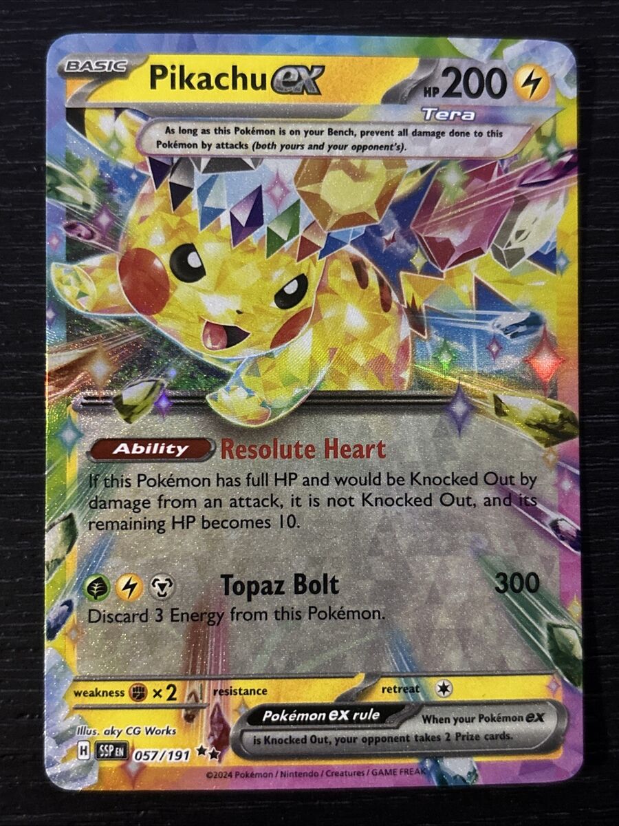 Pikachu ex 057/191 Sv08: Surging Sparks Holo NM+ Great Pikachu ex 057/191 Sv08: Surging Sparks Holo NM+ Great