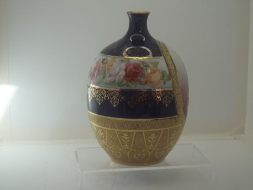 ROYAL BAYREUTH COBALT BLUE & GOLD ENCRUSTED PORTRAIT VASE 7.5 INCHES TALL - Picture 3 of 8