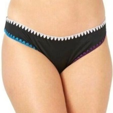 NEW NWOT Bar III Large Cheeky Bikini Bottoms Black with Colorful Stitching L