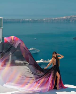 Black with rainbow long tail flying dress for women wedding photoshoot dress  | eBay