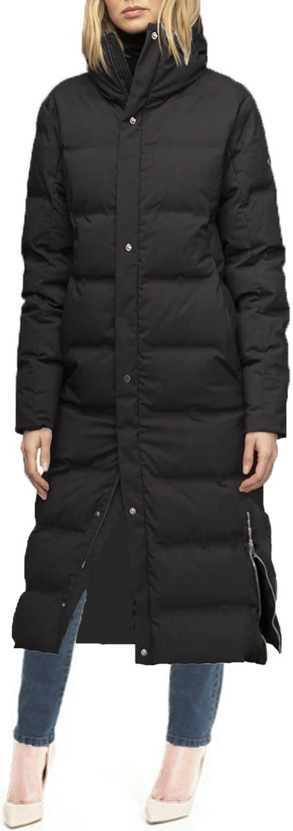 Women's Size 16 Long Line Black Puffer Coat - Quilted Body Warmer With Hood & Side Zip 11 thumbnail image