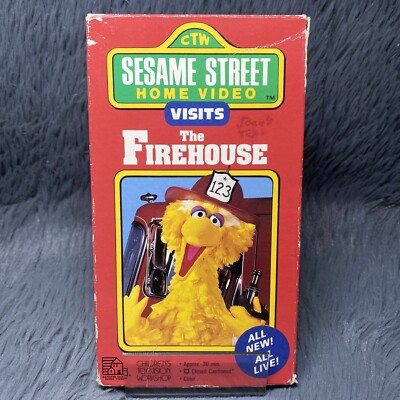 Sesame Street Visits The Fire House VHS Tape 1990 Trashcan