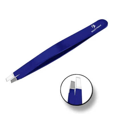 BEAUTYTRACK German Stainless Steel Slanted Tweezers For Eyebrow Hair Removal Home Beauty Use
