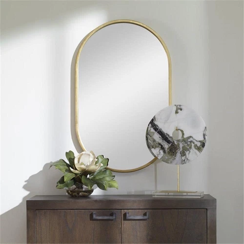 Uttermost Varina Oval Transitional Iron Metal Mirror in Lightly Antiqued Gold - Picture 3 of 6
