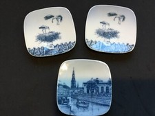3 B&G DENMARK PORCELAIN 3 INCH PLATES/COASTERS. (2) STORKEREDEN / (1) THORVALDEN
