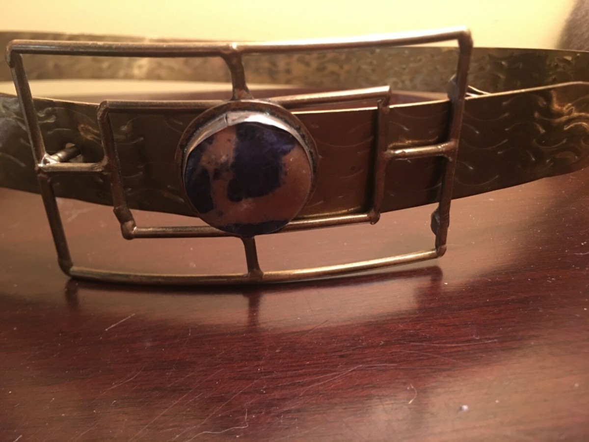 Pal Kepenyes Metal Belt & Glass Stone Buckle Brutalist Metal  display picture 3