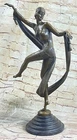Bronze Art Nouveau Lady Dancer with Ribbon Marble Base Hot Cast Home Decor SALE