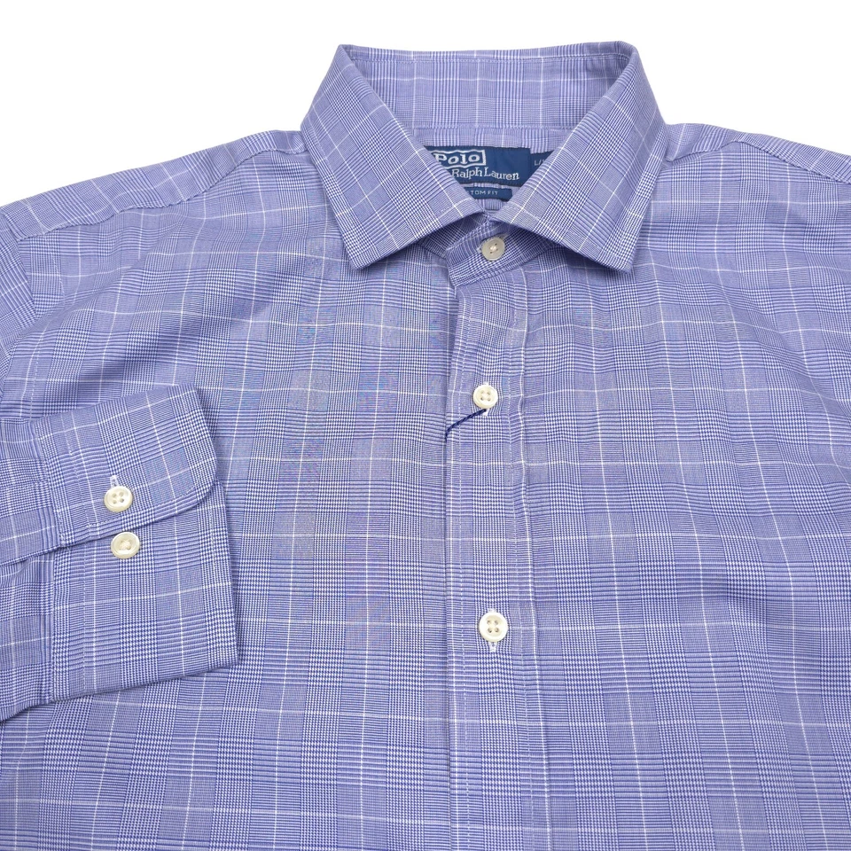 $168 Polo Ralph Lauren Calce Personalizado Azul Cuadros Popelina Camisa de Vestir Hombres Grande 16.5 Foto 2 de 4