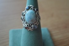 11.15ct Sky Blue Larimar / Multi Gemstone Ring Fine Sterling Silver Sz 9
