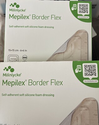 Mepilex Border Flex adherent Dressing 6 x6  Lot Of 2